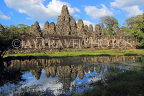CAMBODIA, Siem Reap, Angkor Thom, Bayon Temple, and pool reflection, CAM687JPL