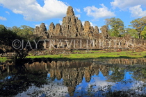 CAMBODIA, Siem Reap, Angkor Thom, Bayon Temple, and pool reflection, CAM688JPL