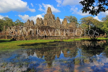 CAMBODIA, Siem Reap, Angkor Thom, Bayon Temple, and pool reflection, CAM689JPL