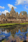 CAMBODIA, Siem Reap, Angkor Thom, Bayon Temple, and pool reflection, CAM692JPL