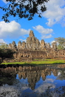 CAMBODIA, Siem Reap, Angkor Thom, Bayon Temple, and pool reflection, CAM694JPL