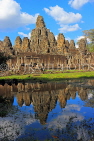 CAMBODIA, Siem Reap, Angkor Thom, Bayon Temple, and pool reflection, CAM69JPL
