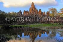 CAMBODIA, Siem Reap, Angkor Thom, Bayon Temple, evening light, pool reflection, CAM699JPL