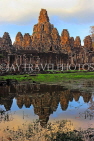 CAMBODIA, Siem Reap, Angkor Thom, Bayon Temple, evening light, pool reflection, CAM700JPL