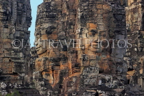 CAMBODIA, Siem Reap, Angkor Thom, Bayon Temple, stone faces, evening light, CAM814JPL