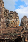 CAMBODIA, Siem Reap, Angkor Thom, Bayon Temple, stone faces, evening light, CAM815JPL