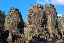 CAMBODIA, Siem Reap, Angkor Thom, Bayon Temple, upper terrace, stone faces, CAM782JPL