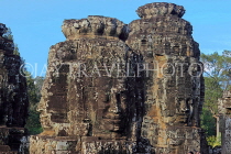 CAMBODIA, Siem Reap, Angkor Thom, Bayon Temple, upper terrace, stone faces, CAM790JPL