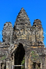 CAMBODIA, Siem Reap, Angkor Thom, South Gate, face of goddess Avalokiteshvara, CAM977JPL