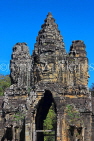 CAMBODIA, Siem Reap, Angkor Thom, South Gate, face of goddess Avalokiteshvara, CAM978JPL