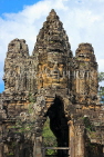 CAMBODIA, Siem Reap, Angkor Thom, South Gate, face of goddess Avalokiteshvara, CAM985JPL