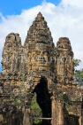 CAMBODIA, Siem Reap, Angkor Thom, South Gate, face of goddess Avalokiteshvara, CAM986JPL