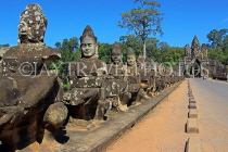 CAMBODIA, Siem Reap, Angkor Thom, South Gate, with Devas (Gods) figures, CAM965JPL