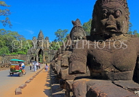 CAMBODIA, Siem Reap, Angkor Thom, South Gate, with demon figures, CAM968JPL