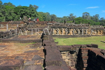 CAMBODIA, Siem Reap, Angkor Thom, Terrace of Elephants, wall ruins, CAM947JPL