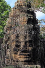 CAMBODIA, Siem Reap, Angkor Thom, Victory Gate, giant face carvings, CAM993JPL