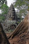 CAMBODIA, Siem Reap, Angkor Thom, Victory Gate, giant face carvings, CAM995JPL