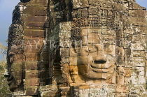 CAMBODIA, Siem Reap, Angkor Thom, carved face at Bayon temple, CAM52JPL