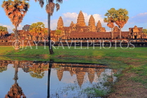 CAMBODIA, Siem Reap, Angkor Wat, and pool reflection, sunset view, CAM454JPL