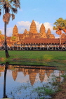 CAMBODIA, Siem Reap, Angkor Wat, and pool reflection, sunset view, CAM455JPL