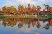 CAMBODIA, Siem Reap, Angkor Wat, and pool reflection, sunset view, CAM460JPL