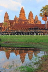 CAMBODIA, Siem Reap, Angkor Wat, and pool reflection, sunset view, CAM461JPL