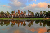 CAMBODIA, Siem Reap, Angkor Wat, and pool reflection, sunset view, CAM467JPL