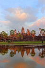 CAMBODIA, Siem Reap, Angkor Wat, and pool reflection, sunset view, CAM468JPL