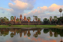 CAMBODIA, Siem Reap, Angkor Wat, and pool reflection, sunset view, CAM471JPL