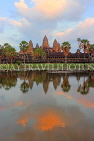 CAMBODIA, Siem Reap, Angkor Wat, and pool reflection, sunset view, CAM473JPL