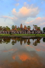 CAMBODIA, Siem Reap, Angkor Wat, and pool reflection, sunset view, CAM474JPL