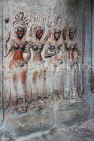 CAMBODIA, Siem Reap, Angkor Wat, first level, inner courtyard, bas relief Apsara dancers, CAM605JPL