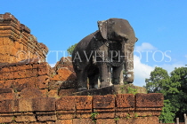 CAMBODIA, Siem Reap, East Mebon Temple, lower terrace elephant sculpture, CAM1204JPL