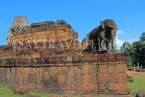 CAMBODIA, Siem Reap, East Mebon Temple, lower terrace elephant sculpture, CAM1205JPL