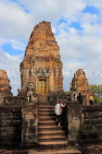 CAMBODIA, Siem Reap, East Mebon Temple, stairs to the upper terrace towers, CAM1214JPL