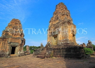 CAMBODIA, Siem Reap, East Mebon Temple, upper terrace towers, CAM1259JPL