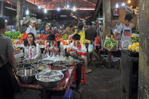 CAMBODIA, Siem Reap, Old Market (Psar Chas), fruit stalls, and street food dining, CAM2368JPL