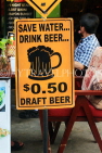CAMBODIA, Siem Reap, Pub Street, advertising cheap beer sign, CAM2240JPL