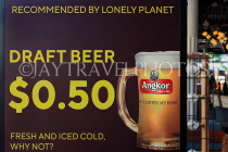 CAMBODIA, Siem Reap, Pub Street, advertising cheap beer sign, CAM2241JPL