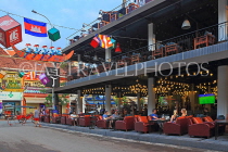 CAMBODIA, Siem Reap, Pub Street, and restaurants, evening, CAM2212JPL