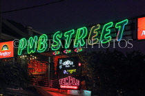 CAMBODIA, Siem Reap, Pub Street, night view, sign, CAM2232JPL