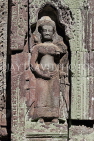 CAMBODIA, Siem Reap, Ta Prohm Temple, bas-relief Devata figures, CAM1427JPL