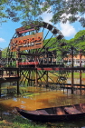 CAMBODIA, Siem Reap, Town Centre, Siem Reap River, old water mill wheel, CAM2321JPL