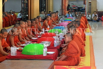 CAMBODIA, Siem Reap, Wat Bo Temple, Prayer Hall, Monks at meal time, CAM2070JPL