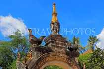CAMBODIA, Siem Reap, Wat Bo Temple, main Pagoda, elaborate gateway detail, CAM2030JPL
