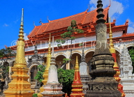 CAMBODIA, Siem Reap, Wat Bo Temple, main Pagoda and surrounding Stupas, CAM2000JPL