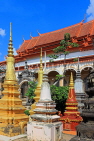 CAMBODIA, Siem Reap, Wat Bo Temple, main Pagoda area, Stupas, CAM2042JPL