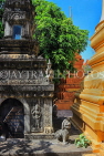 CAMBODIA, Siem Reap, Wat Bo Temple, main Pagoda area, Stupas and statues, CAM2048JPL