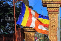 CAMBODIA, Siem Reap, Wat Damnak, Buddhist flag, CAM1754JPL