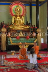 CAMBODIA, Siem Reap, Wat Damnak, temple interior, Budha statue, and monks, CAM1751JPL